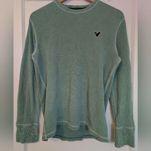 American Eagle Outfitters Mint Long Sleeve Waffle Shirt